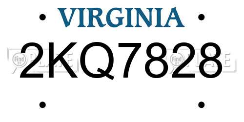 2KQ7828 Virginia License Plate