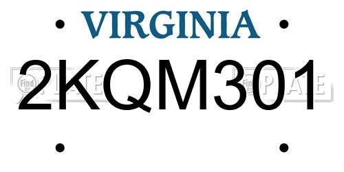 2KQM301 Virginia License Plate