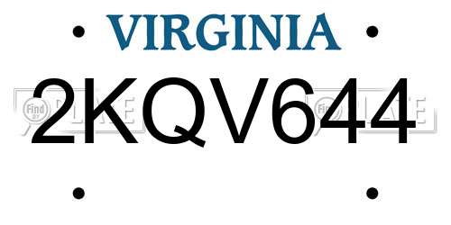 2KQV644 Virginia License Plate