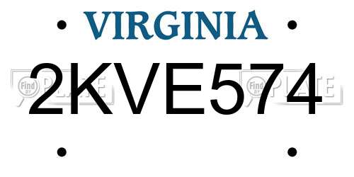 2KVE574 Virginia License Plate