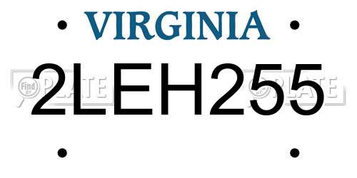 2LEH255 Virginia License Plate