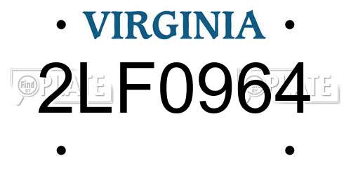 2LF0964 Virginia License Plate