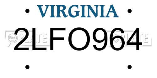 2LFO964 Virginia License Plate