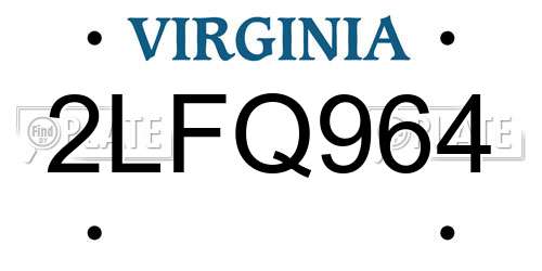 2LFQ964 Virginia License Plate