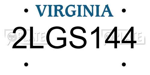 2LGS144 Virginia License Plate