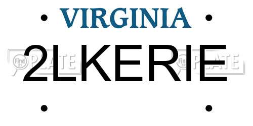 2LKERIE Virginia License Plate