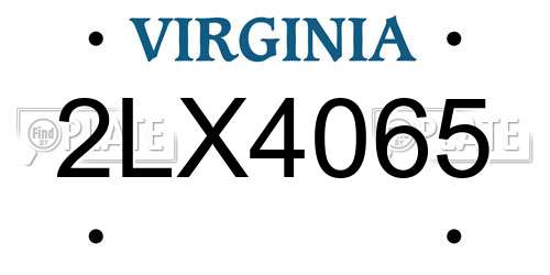 2LX4065 Virginia License Plate