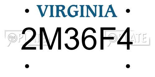 2M36F4 Virginia License Plate