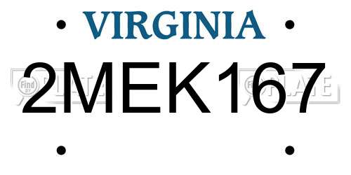 2MEK167 Virginia License Plate