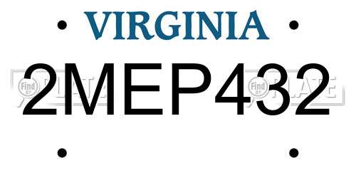 2MEP432 Virginia License Plate