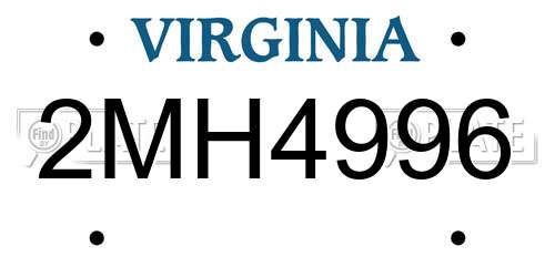 2MH4996 Virginia License Plate