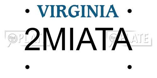 2MIATA Virginia License Plate