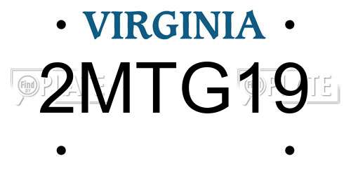 2MTG19 Virginia License Plate