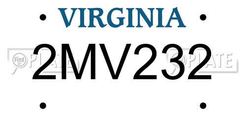 2MV232 Virginia License Plate