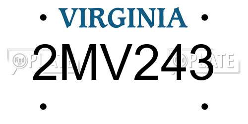 2MV243 Virginia License Plate