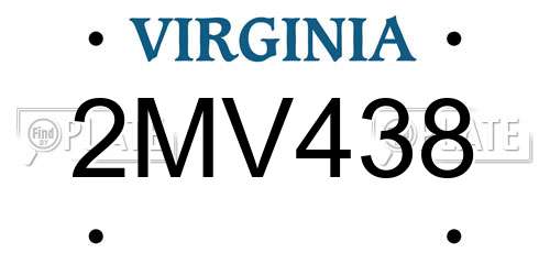 2MV438 Virginia License Plate