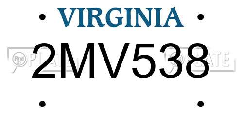 2MV538 Virginia License Plate