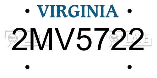 2MV5722 Virginia License Plate