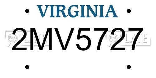 2MV5727 Virginia License Plate