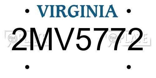 2MV5772 Virginia License Plate