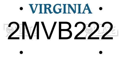 2MVB222 Virginia License Plate