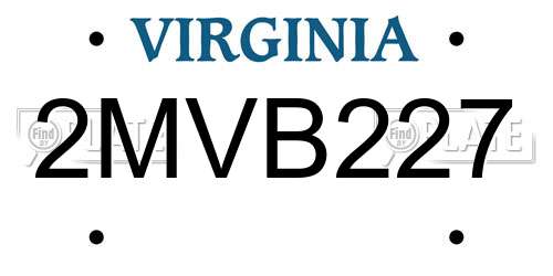 2MVB227 Virginia License Plate
