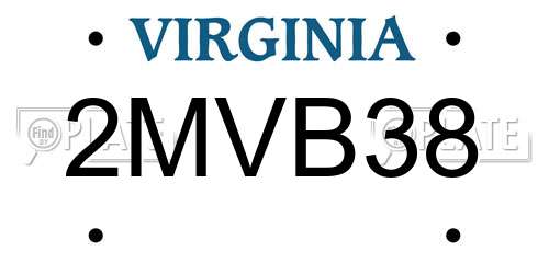 2MVB38 Virginia License Plate