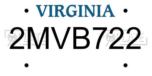 2MVB722 Virginia License Plate