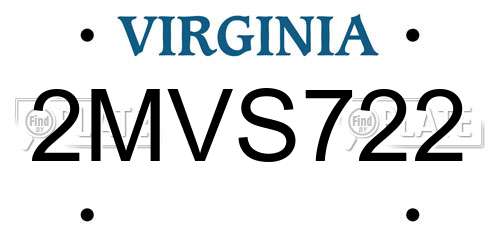 2MVS722 Virginia License Plate