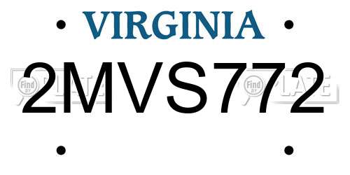 2MVS772 Virginia License Plate