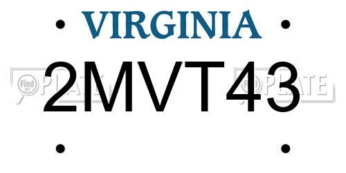 2MVT43 Virginia License Plate
