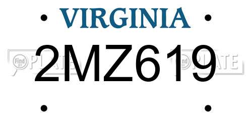 2MZ619 Virginia License Plate