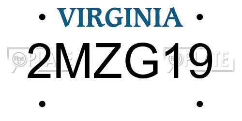 2MZG19 Virginia License Plate