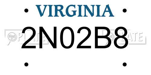2N02B8 Virginia License Plate