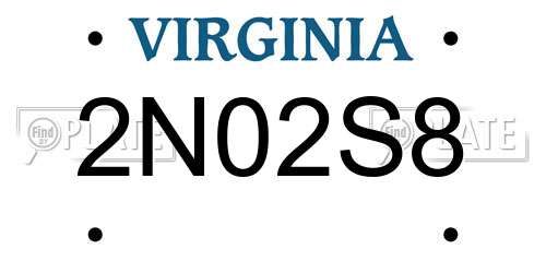 2N02S8 Virginia License Plate