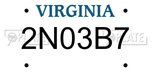 2N03B7 Virginia License Plate