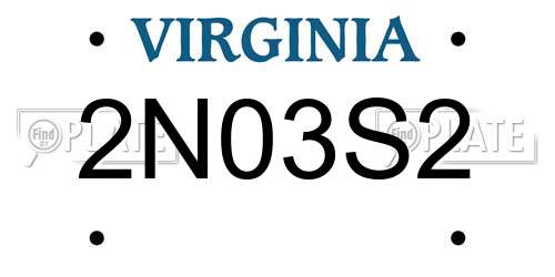 2N03S2 Virginia License Plate