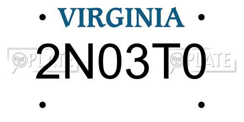 2N03T0 Virginia License Plate