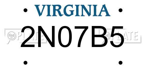 2N07B5 Virginia License Plate