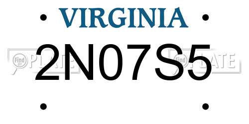 2N07S5 Virginia License Plate