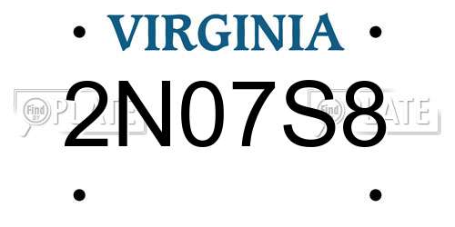 2N07S8 Virginia License Plate