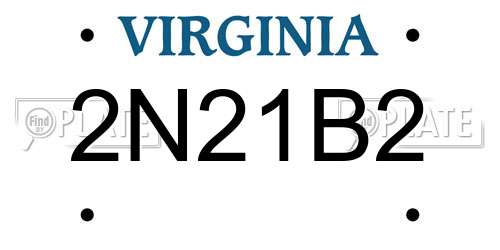 2N21B2 Virginia License Plate