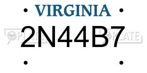 2N44B7 Virginia License Plate
