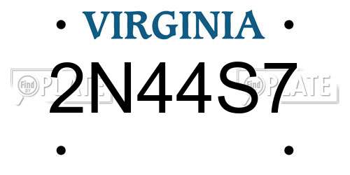 2N44S7 Virginia License Plate