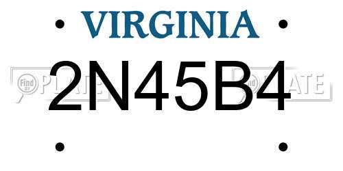 2N45B4 Virginia License Plate