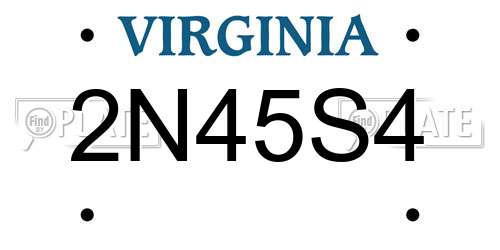2N45S4 Virginia License Plate