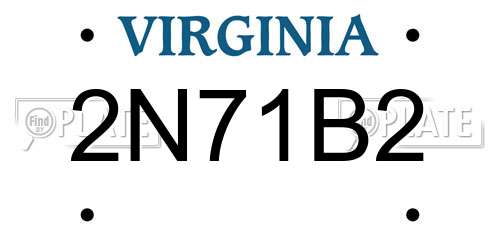 2N71B2 Virginia License Plate