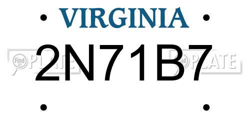 2N71B7 Virginia License Plate