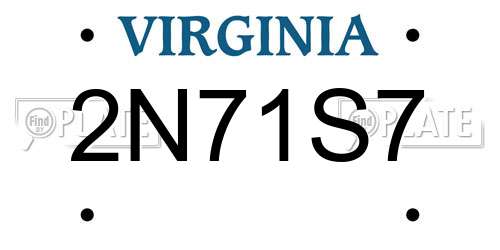 2N71S7 Virginia License Plate