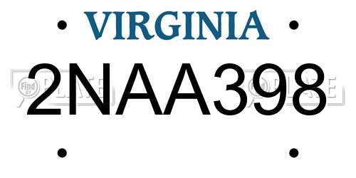 2NAA398 Virginia License Plate